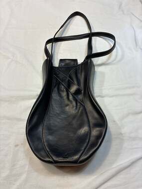Deborah Lewis Vintage Black Leather Cello Figural Shoulder Bag